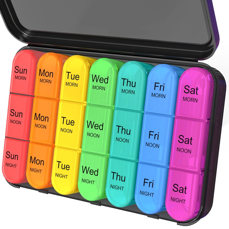 Daviky Pill Organizer 3 Times a Day, Daily Pill Box 7 Day, Weekly Cases Medicine Organizers to Hold Vitamins and Medication - Image 1