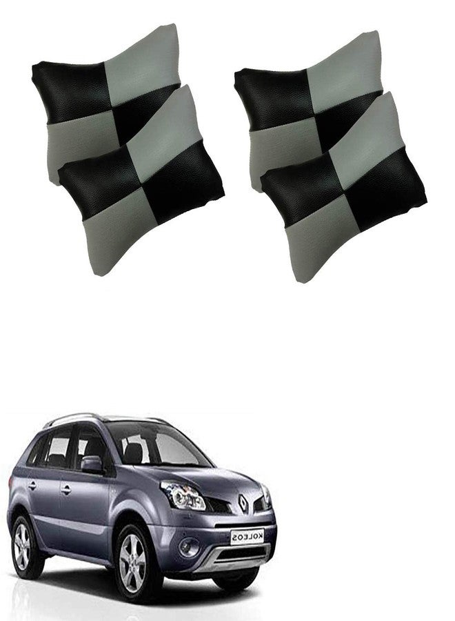 PulGos Grey Check Design Car Neck Rest Cushion with Adjustable Straps (Pair of 2)_521 - Image 1