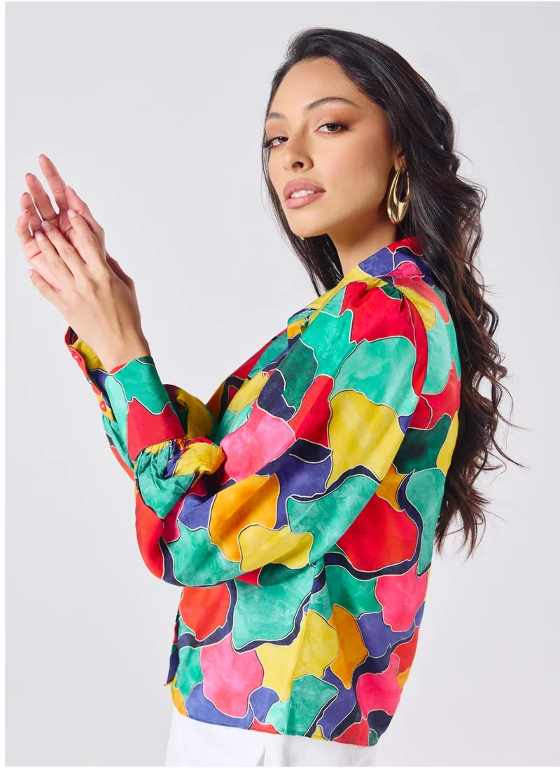 زجزاج Multi Coloured Shirt With Puffed Sleeve
