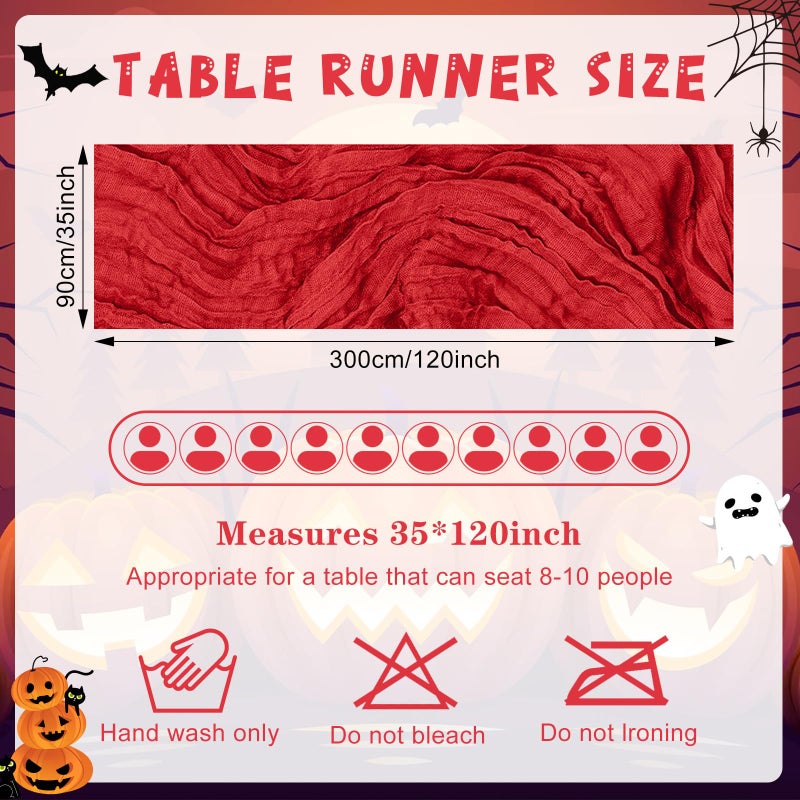 KEEPSHOWING 12 Pack Cheesecloth Table Runner 10Ft Christmas Gauze Boho Table Runners for Wedding Decor Bridal Shower Decorations Baby Shower Party(35" x 120")(Red) - Image 2