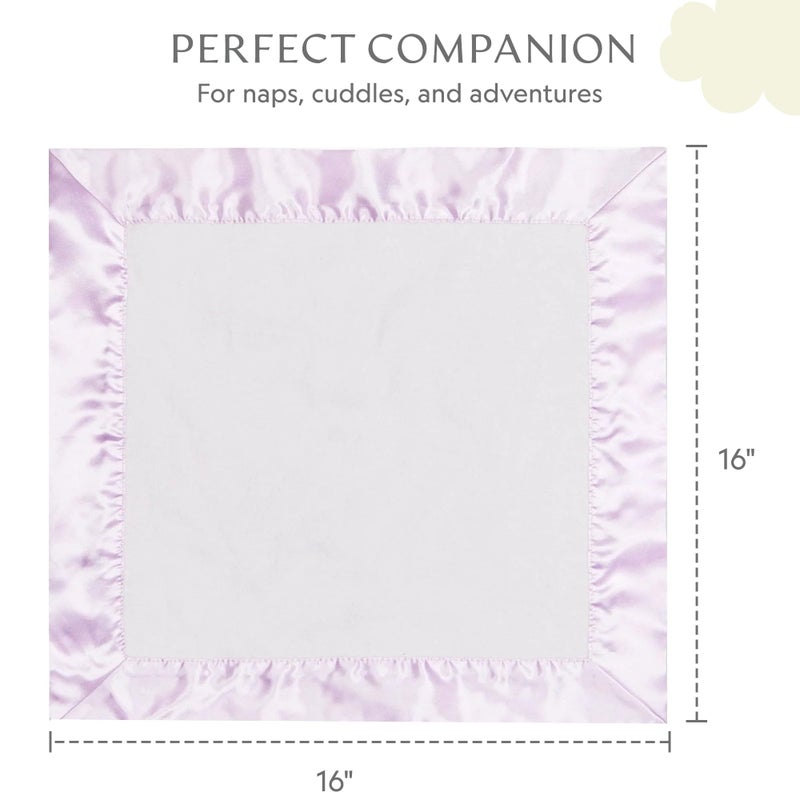Bamboo Little Ultra-Soft Lovey Security Blanket - Baby Essentials, Newborn Essentials, Ultra-Soft Fleece Baby Blanket with Satin Trim â€“ 16" x 16" - Lavender - Image 5