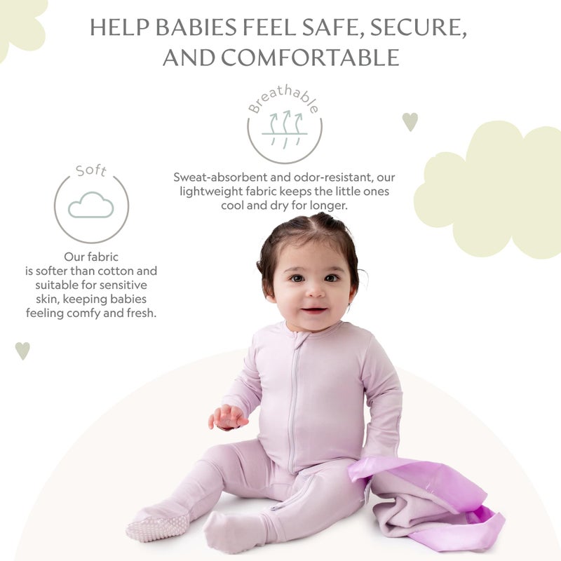 Bamboo Little Ultra-Soft Lovey Security Blanket - Baby Essentials, Newborn Essentials, Ultra-Soft Fleece Baby Blanket with Satin Trim â€“ 16" x 16" - Lavender - Image 3