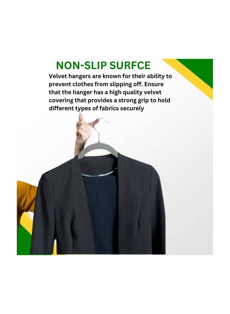 100 Pieces Velvet Hangers With Notches On The Shoulders Square With Hook Silver 45Cm 0.5Cm Thickness 70g  - Image 3