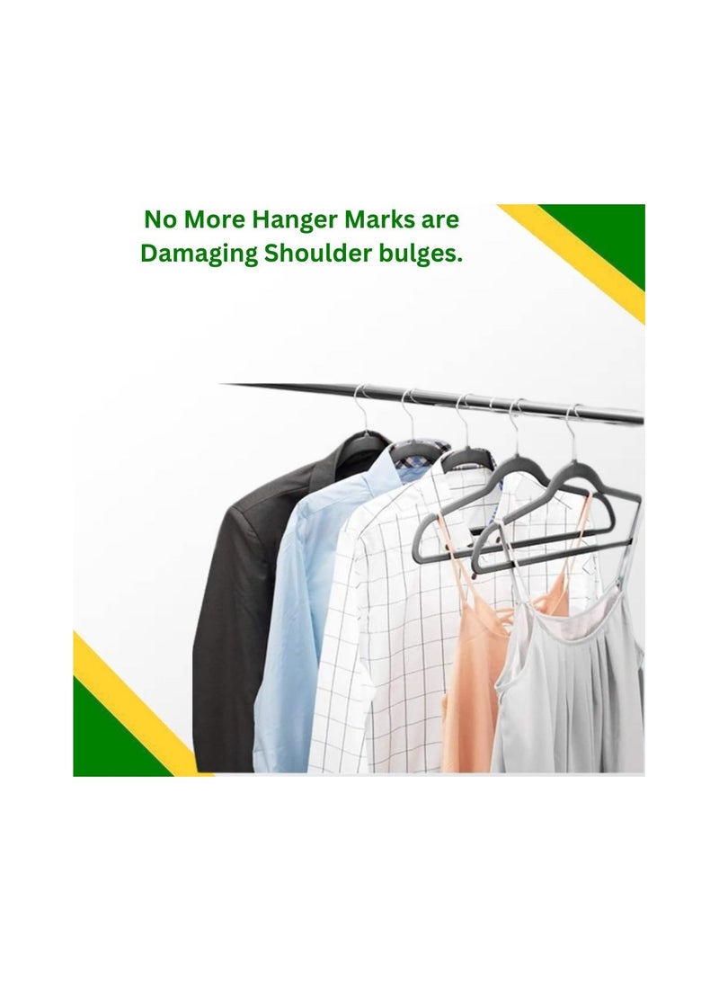 100 Pieces Velvet Hangers With Notches On The Shoulders Square With Hook Silver 45Cm 0.5Cm Thickness 70g  - Image 5