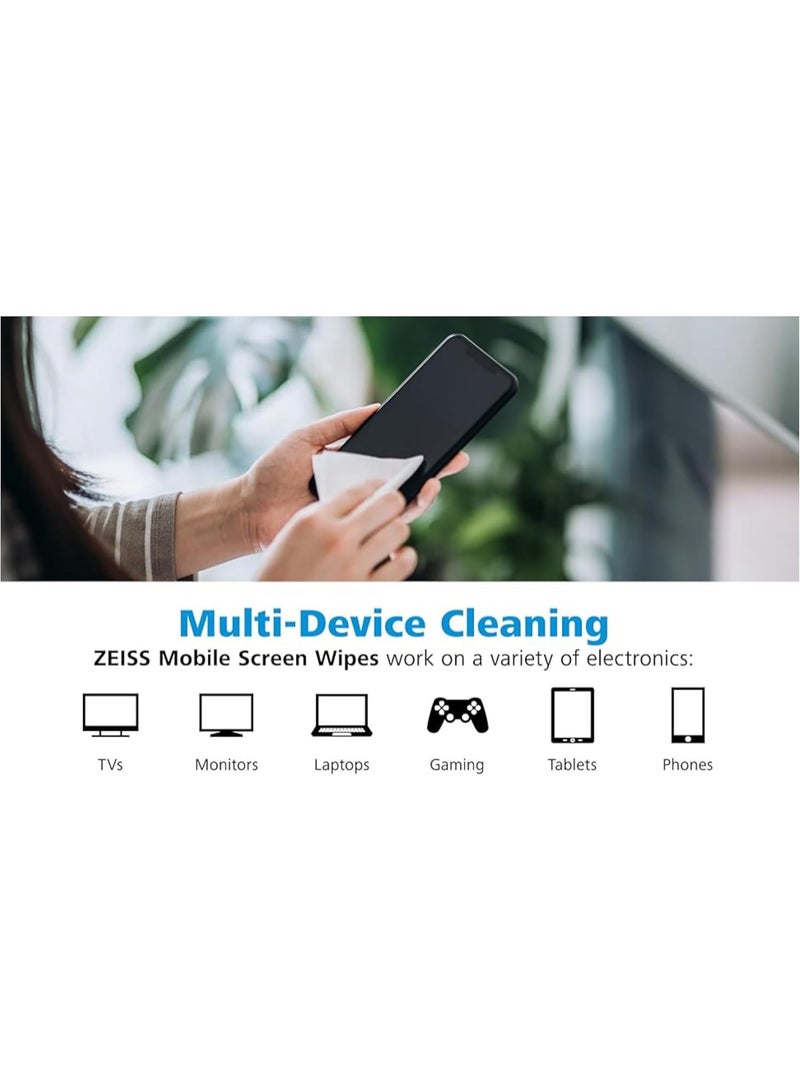 ZEISS Smartphone Cleaning 30 Moist Wipes - Quick Drying Formula - Removes Bacteria, Fingerprints, Dirt, Dust & Grease - Each Cloth Individually Packed - Image 3