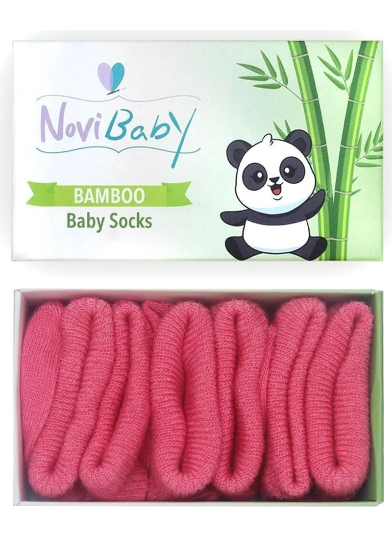 Novibaby 3-Piece Bamboo Newborn Baby Socks Candy Pink