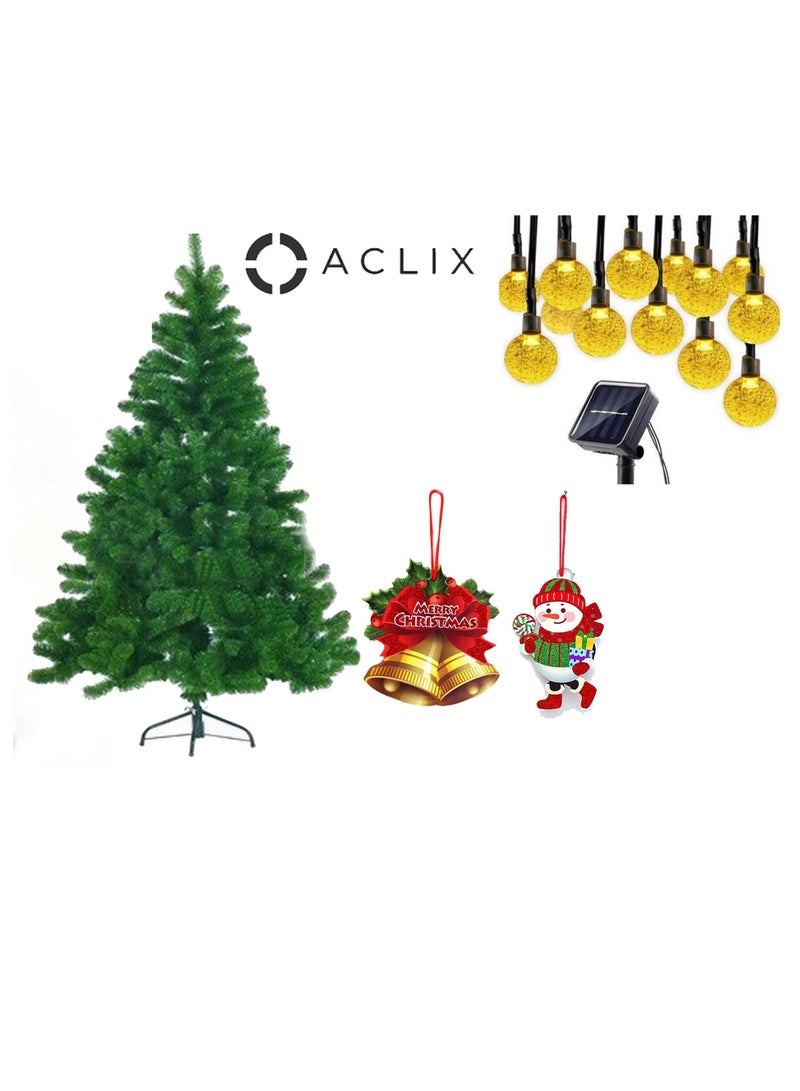 أكاليكس شجرة عيد الميلاد الاصطناعية مع حامل أخضر / أسود 120 سنتيمتر مع الملحقات الزخرفية - Image 1