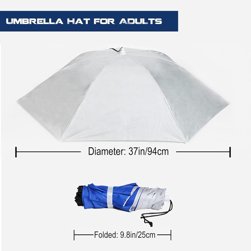 MUFEKUM 37in Hands-Free Umbrella Hat for Adult Sun UV Shield Protection | Waterproof Outdoor Umbrella Cap, Lightweight Portable Design for Hiking, Fishing, Beach, Gardening - Image 2