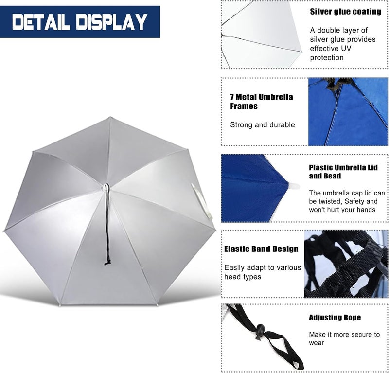 MUFEKUM 37in Hands-Free Umbrella Hat for Adult Sun UV Shield Protection | Waterproof Outdoor Umbrella Cap, Lightweight Portable Design for Hiking, Fishing, Beach, Gardening - Image 3