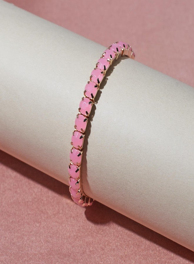 SALTY Anti Tarnish Soft Silk Tennis Bracelet for Women | Fancy Jewellery Gifts | Hand Band | Latest Fashion Accessories for Girls | Minimal Jewelry Design | Ideal for Gifting | Marriage, Birthday | Gift for Valentine Day - Image 4