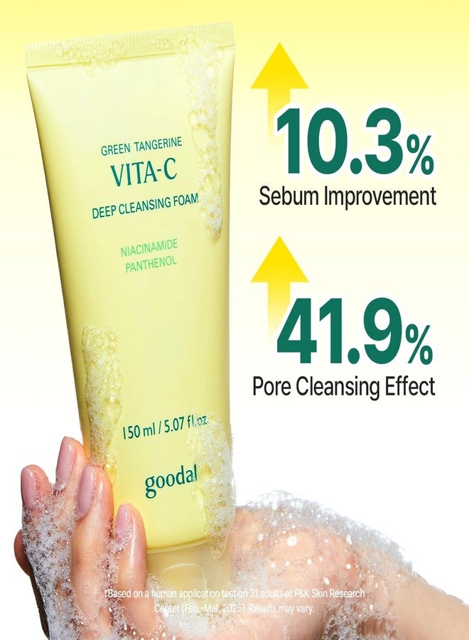 GOODAL Green Tangerine Vitamin C Cleansing Foam for Sensitive Skin | Gentle Formula for Deep Cleansing, Rich, Daily Foaming Face Wash, Non-Irritating, Clarifying, Moisturizing (5.07 fl oz) - Image 4