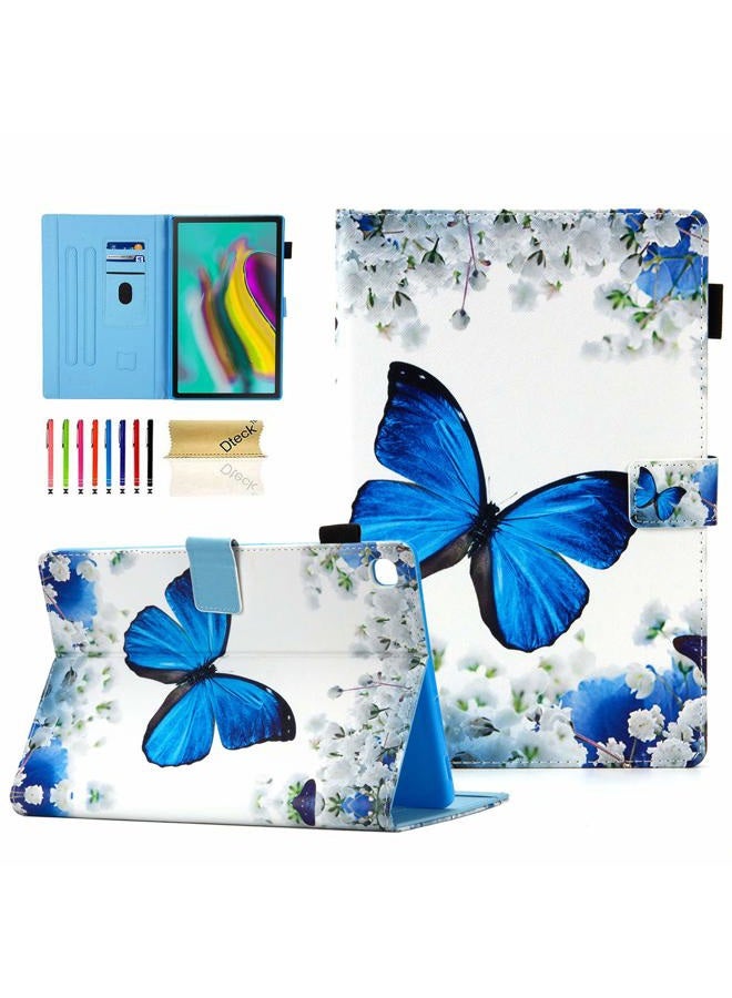 Dteck Case for Galaxy Tab S5e 10.5 2019 SM-T720/T725 - Slim PU Leather Multi-Angle Folio Stand Smart Cover with Auto Wake/Sleep for Samsung Galaxy Tab S5e 10.5 inch 2019 Release, Flowers Butterfly - Image 1