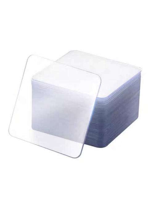 100 Pcs Double Sided Adhesive Pads, Two Sided Precut Squares Tape, Nano Gel Clear,Sticky Tack Double Sided Tape for Walls Hanging