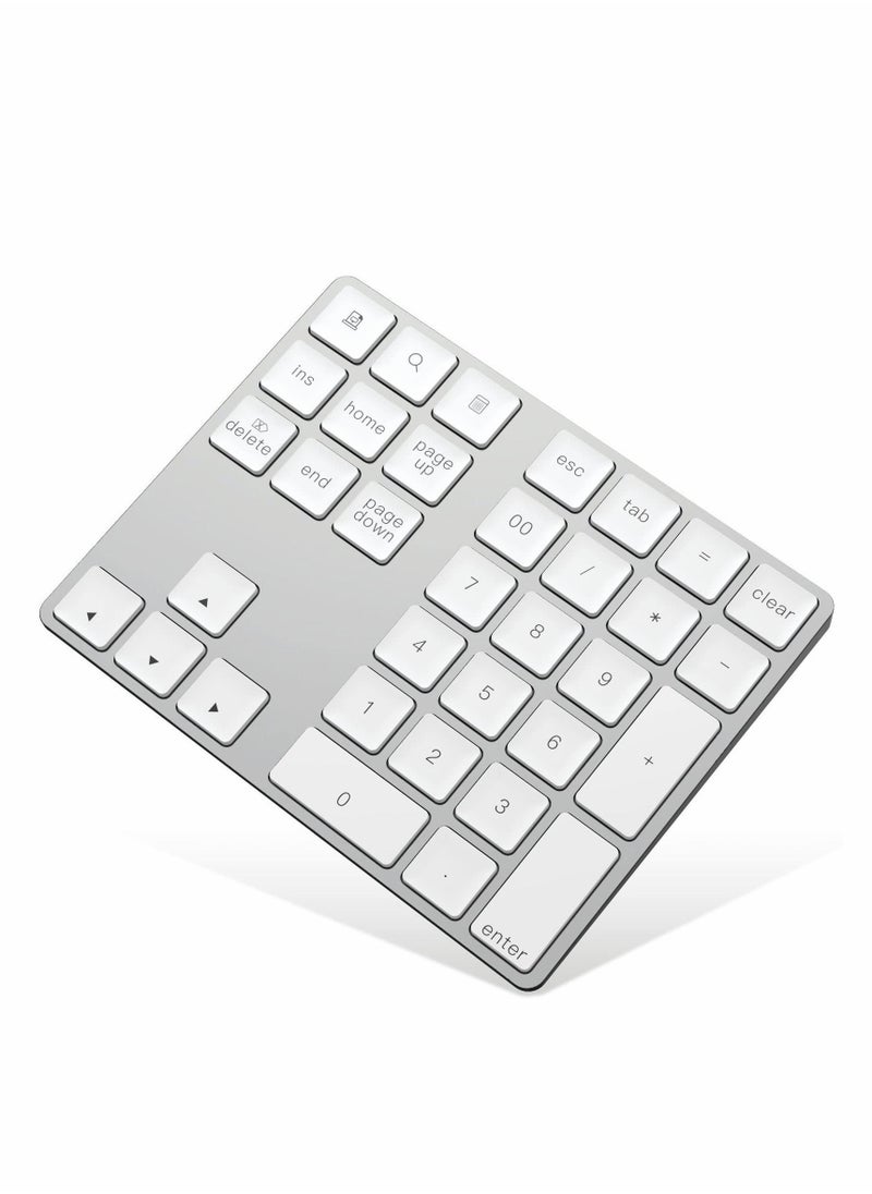 Y&D - Bluetooth Number Pad, Rechargeable Wireless Numeric Keypad Slim 34-Keys External Numpad Keyboard Data Entry(Silver) - Image 1