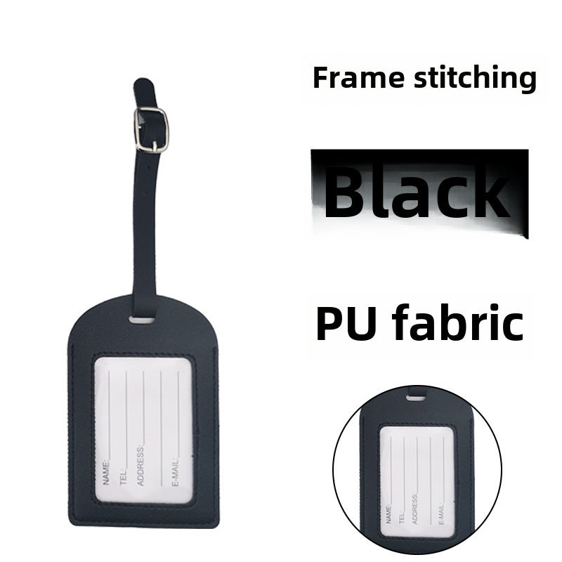 Thick PU Leather Luggage Tag with Flip Cover and Signature PaperFrame car line without flip black Frame car line without flip black