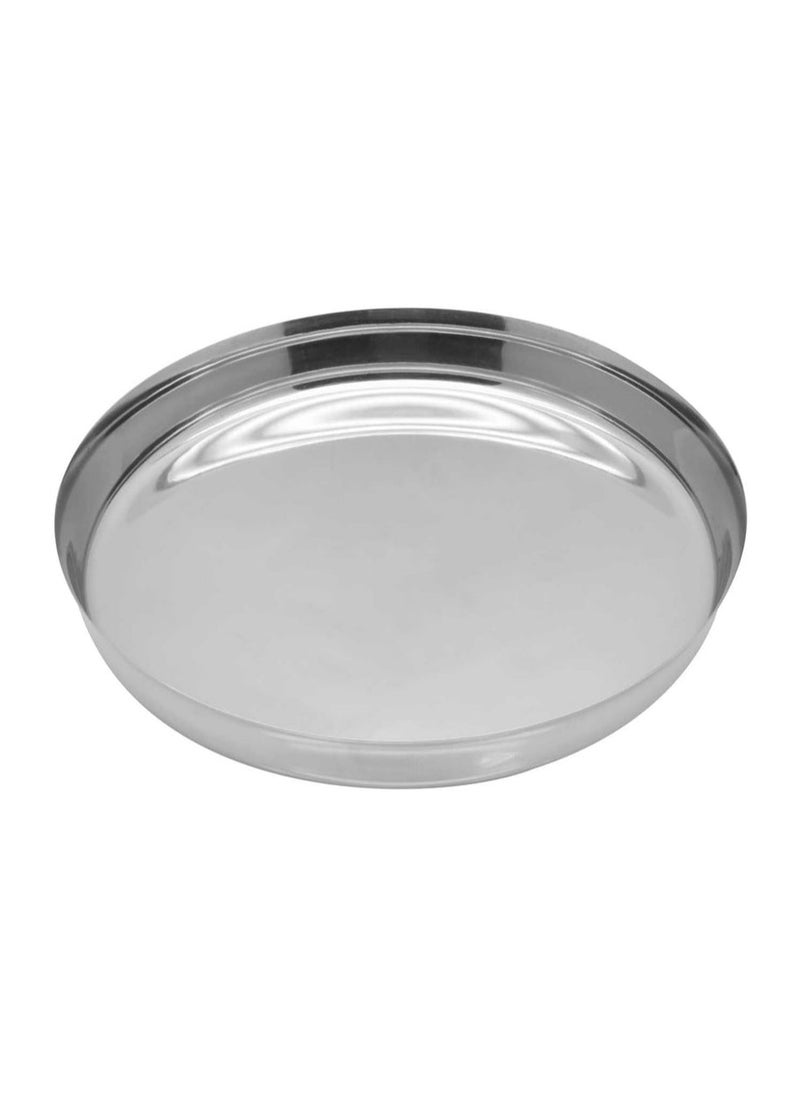 RAJ Raj Stainless Steel Round Dinner Plate Silver TS0011 Serveware Rice Plate-24CM  - Image 1