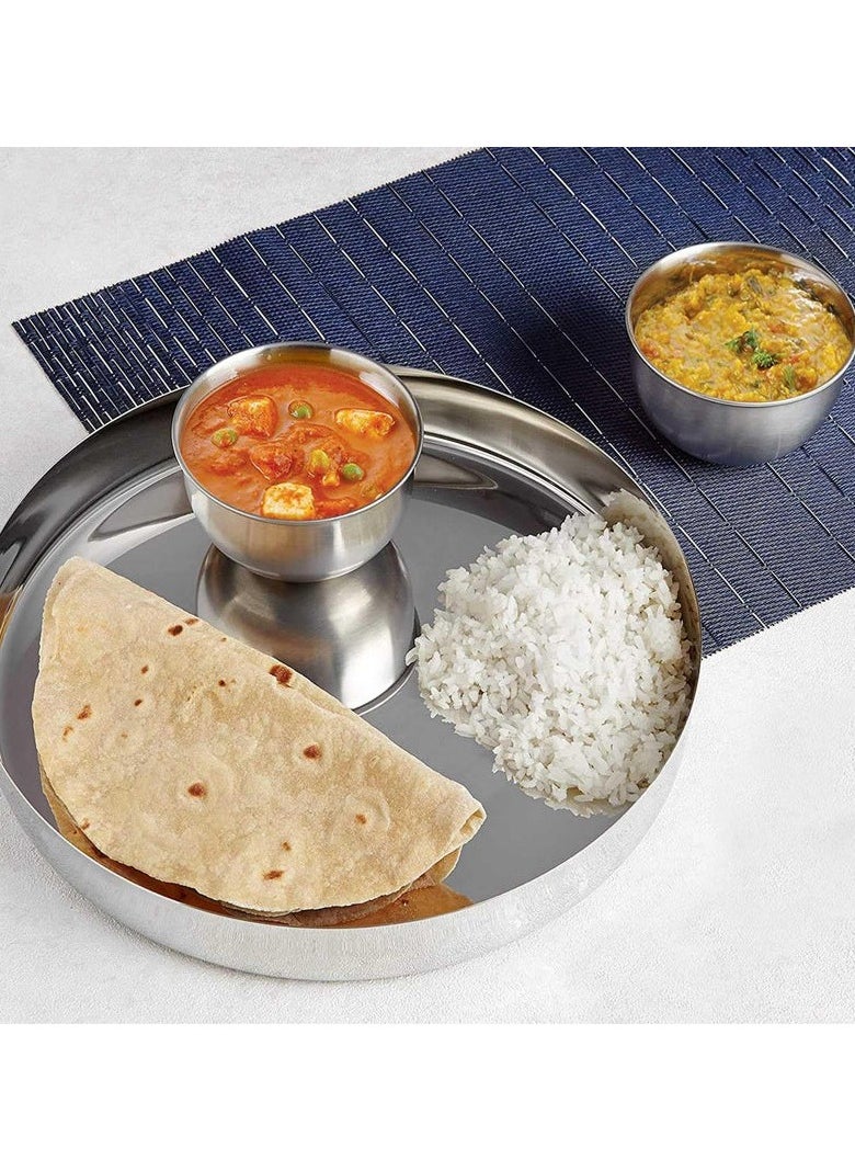 RAJ Raj Stainless Steel Round Dinner Plate Silver TS0011 Serveware Rice Plate-24CM  - Image 3
