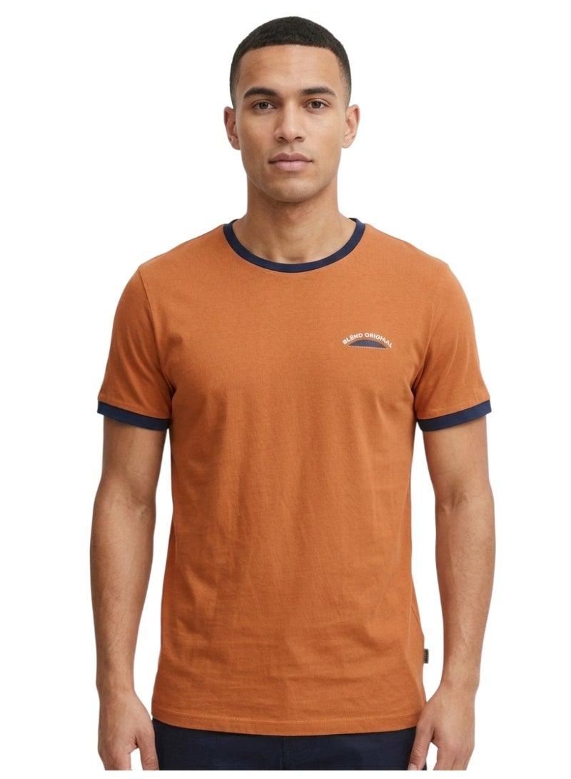 Men's Soft Cotton Short Sleeve Blend T-Shirt with Contrast Trim