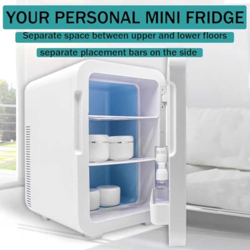 Car Mini Fridge, 20L Portable Quiet Cooler Warmer for Skincare Beauty, Truck, Picnic, Office, Travel ABS Plastic, Black, Dual Core Cooling with Digital Thermostat Display Cosmetic Mirror - Image 5