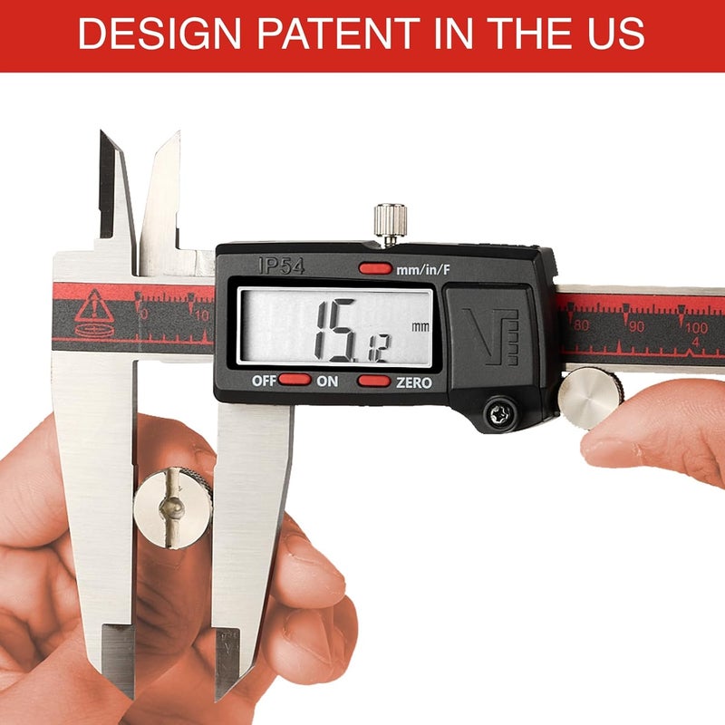 VINCA IP54 Grade Digital Caliper, DCLA-1205 12 Inch/300mm, Inch/Millimeter/Fraction Conversion, Stainless Steel, Large LCD Screen - Image 4