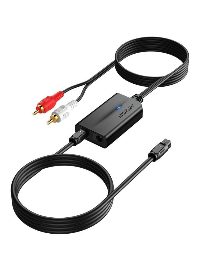AUTOUTLET محول الصوت الرقمي التناظري Autoutlet 192 كيلوهرتز مع كابل 1.1 متر RCA ذكر، محول Toslink-RCA بصيغة 192 كيلوهرتز - Image 1