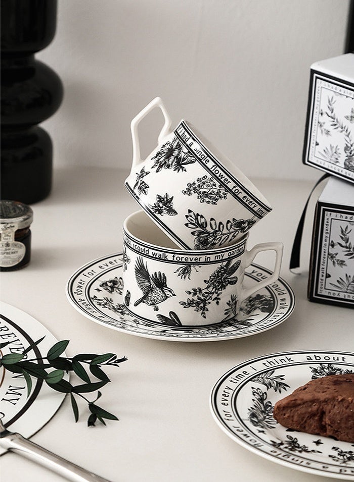 كيلا طقم فناجين قهوة وصحن سيراميك، تصميم زهور عتيق من البورسلين، كوب قهوة وصحن مع صندوق هدايا، كوب قهوة مصنوع يدويًا على شكل زهرة للمنزل والمكتب، سعة 250 مل، كاسات شاي، كوب شاي، اكواب شاي، فنجال قهوه سعوديه، كاسات شاي، كوب شاي، اكواب شاي، فنجال قهوه سعوديه - Image 5