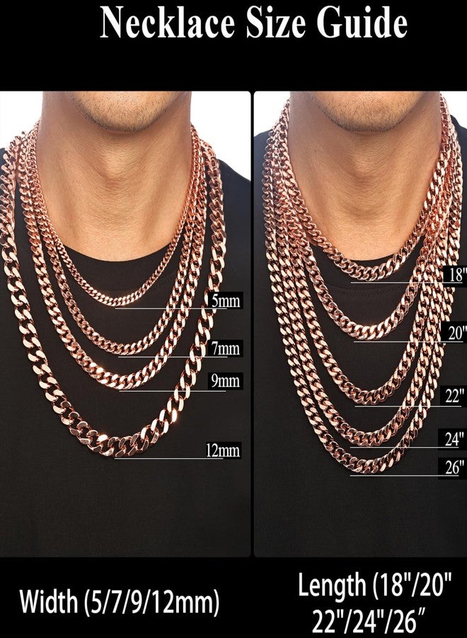 Heavenly Metals Copper Necklace for Men & Women - 99.9% Pure Copper Cuban Link Chain - 5mm, 7mm, 9mm, 12mm Width - 18" to 26" Length - Gift Box Included - USA Brand, 18 Inch, Copper, No Gemstone - Image 2