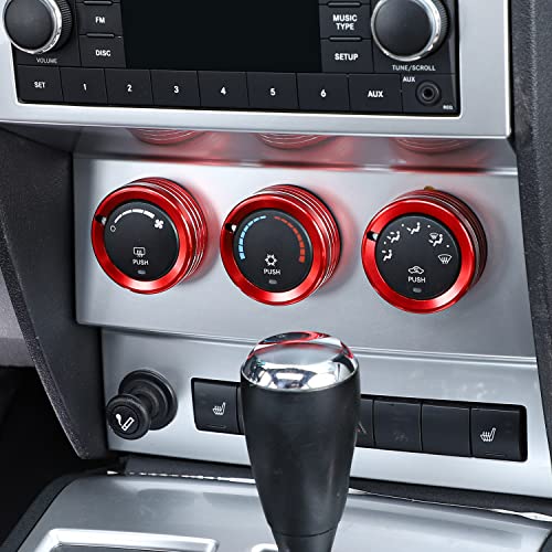 Jimen for 2007-2012 Dodge Nitro, for 2007-2012 Jeep Liberty, Air Conditioner Button Trim Cover Ring (Red) - Image 4