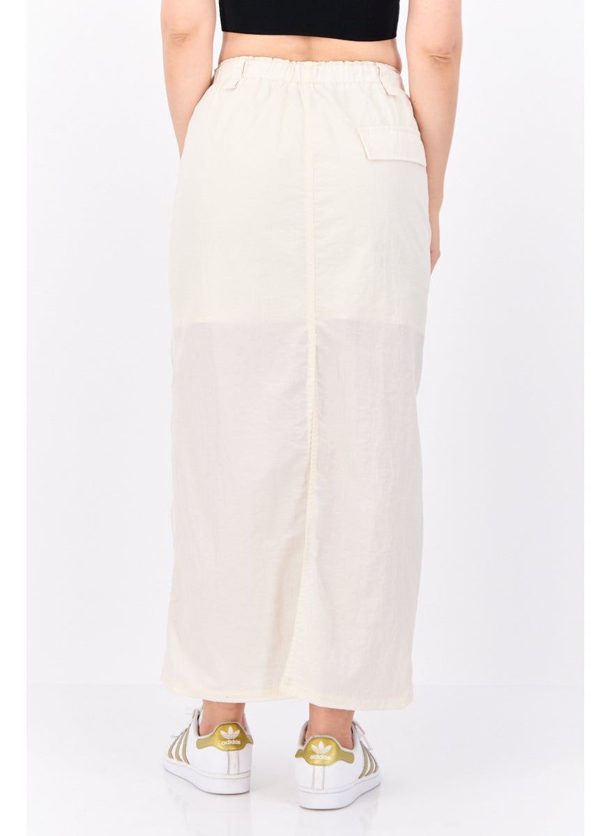 Bershka Women Plain Pull On Maxi Skirts, Off White  - Image 3