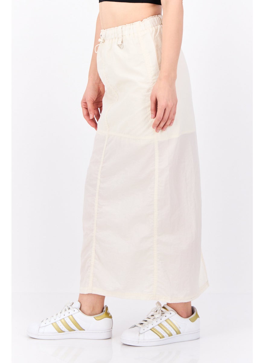 Bershka Women Plain Pull On Maxi Skirts, Off White  - Image 2