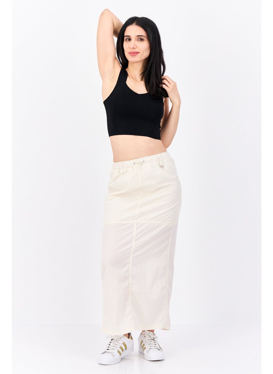 Bershka Women Plain Pull On Maxi Skirts, Off White  - Image 4