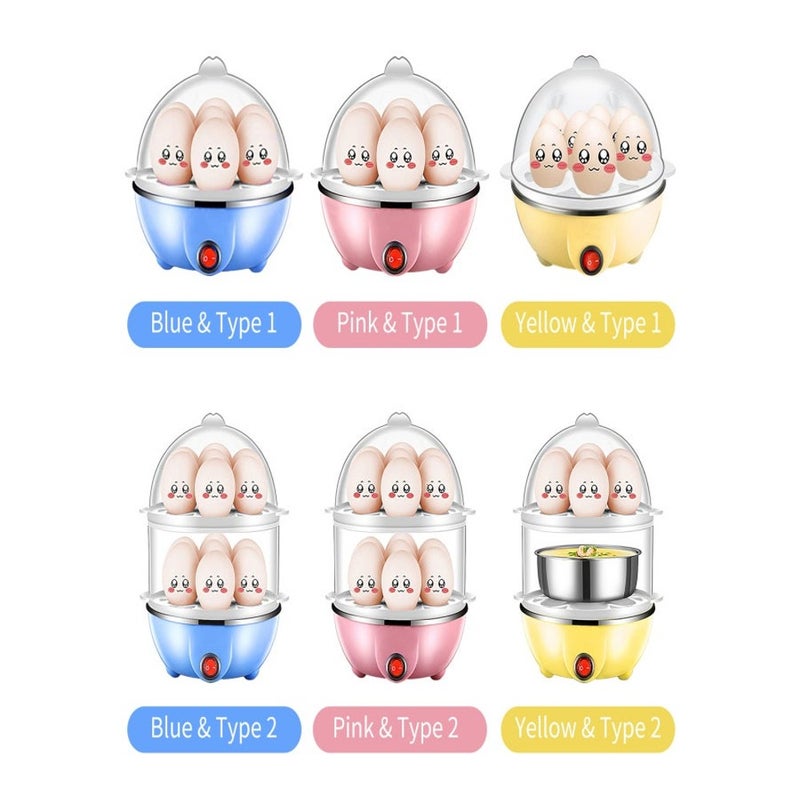 Double Layer Egg Cooker 14 Egg Capacity Hard Boiled Egg Cooker Anti-dry Electric Egg Boiler with 40mL Measuring Cup Steam Vegetables - Image 2