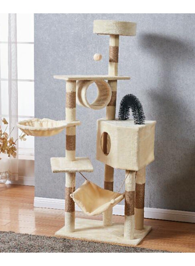 Yolu Large Wooden Cat Tree 150Cm, Multi-Level Activity Cat Tower Furniture For Cat 60x40x150 Cm Beige  - Image 3