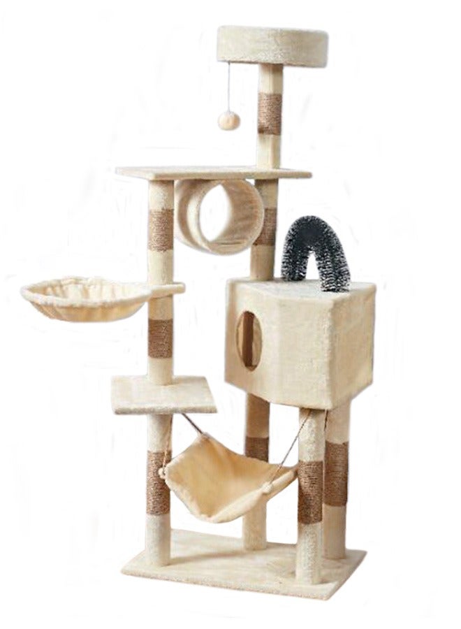 Yolu Large Wooden Cat Tree 150Cm, Multi-Level Activity Cat Tower Furniture For Cat 60x40x150 Cm Beige  - Image 1