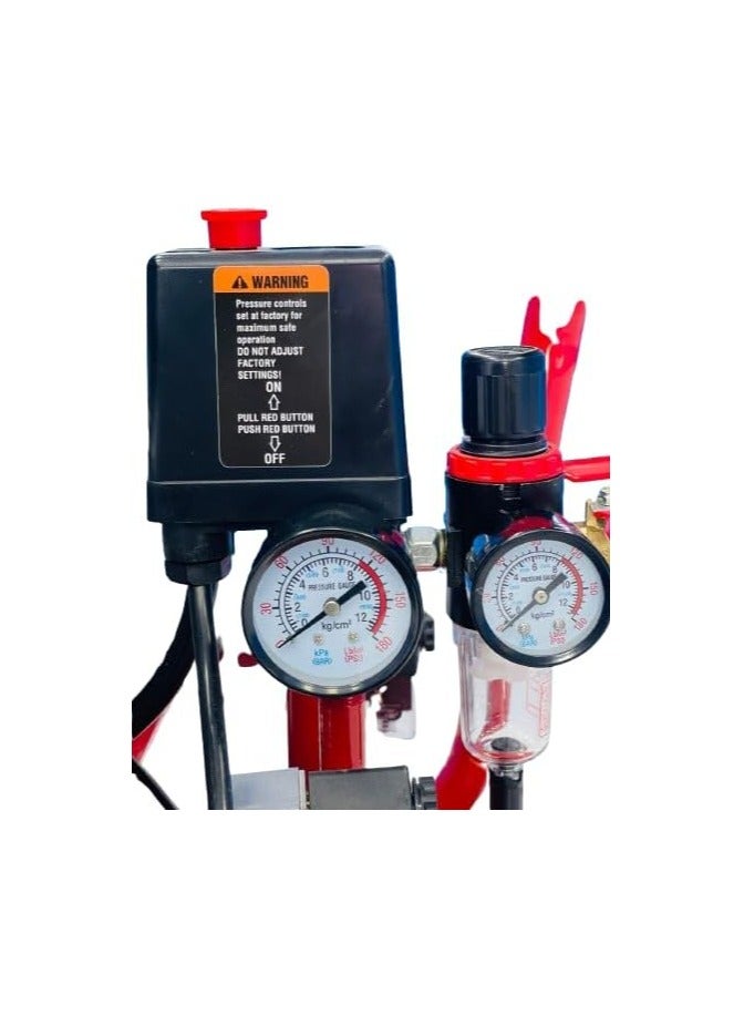 HANEMA Air Compressor 50 Liter PS: 8.5 Bar Compressor, PH:12.75 Bar Compressor, Sound Less Compressor,Oil Free, Mechanical Pressure Gauge, Heavy Duty Steel Tank, Construction Nail Gun, Pneumatic Tools