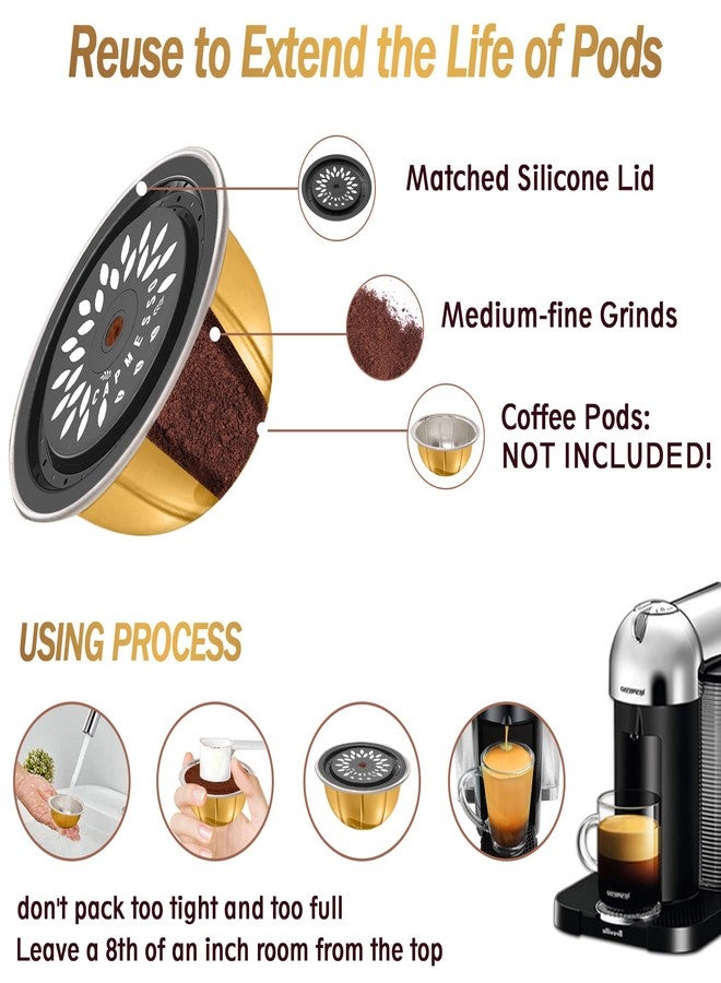 CAPMESSO Reusable Coffee Capsule Lids for Reusable Nespresso Pods Vertuo, Food Grade Silicone Caps for Any Sizes of Refillable Vertuo Pods with Scoop and Brush(3PCS Silicone Caps) - Image 5