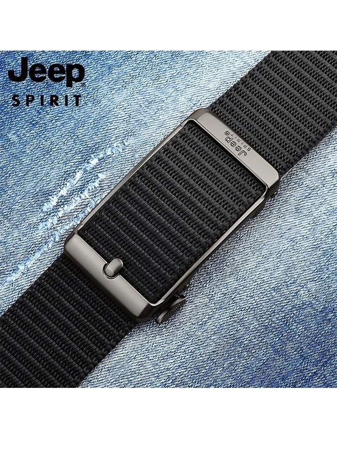 Jeep SPIRIT Men's Automatic Buckle Nylon Belt - Lightweight, Breathable, Adjustable for Jeans, Casual & Business Wear Black - Image 3