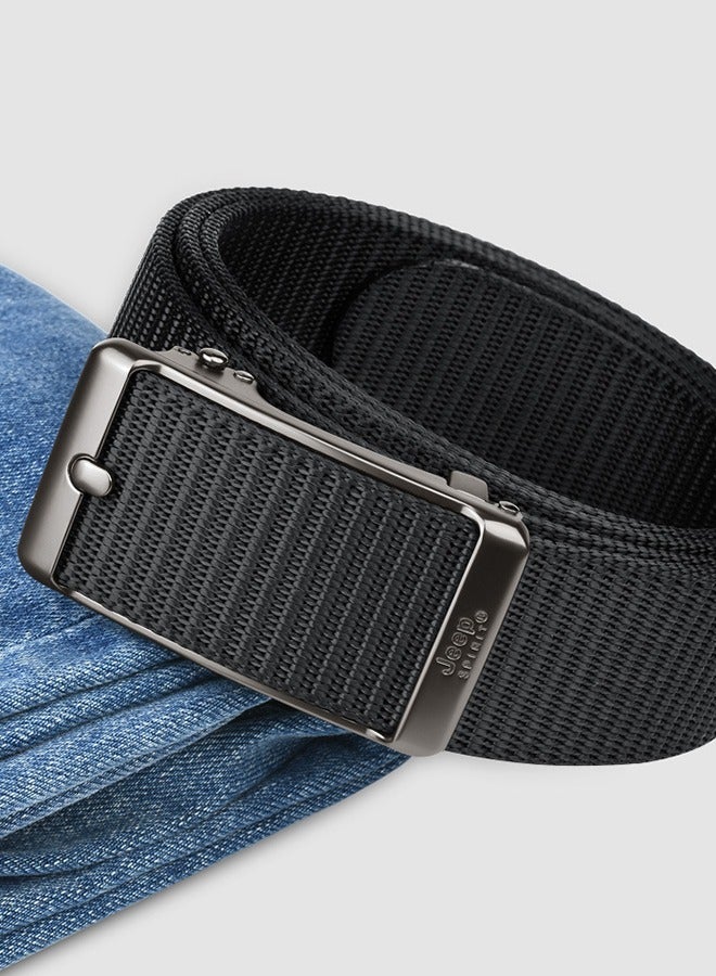 Jeep SPIRIT Men's Automatic Buckle Nylon Belt - Lightweight, Breathable, Adjustable for Jeans, Casual & Business Wear Black - Image 4