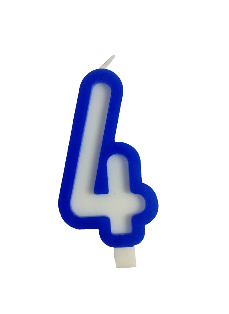 Funcart Funcart Blue and White Number 4 Style Candle for 4th Birthday DecorationCake Topper Cake Decoration Birthday Decoration 