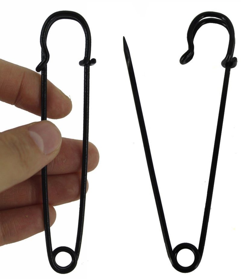 BESTCYC 10pcs Black Safety Pins Extra Large 101cm x 22mm Heavy Duty Stainless Steel Safety Pins for Blankets Skirts Kilts Knitted FabricCrafts