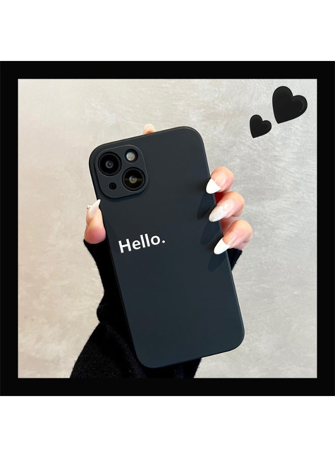 NIBEMINENT Protective TPU Case Cover For iPhone 15 Pro, Black Background Hello