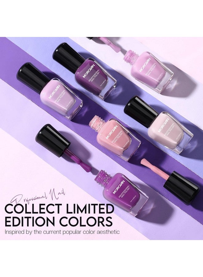 Morovan Nail Polish Set Fingernail: Lilac Light Purple Quick Dry Nail Polish Kit 0.25oz Lavender Regular Nail Polish Pack Glossy Finger Nail Polish Gifts for Women - Image 3