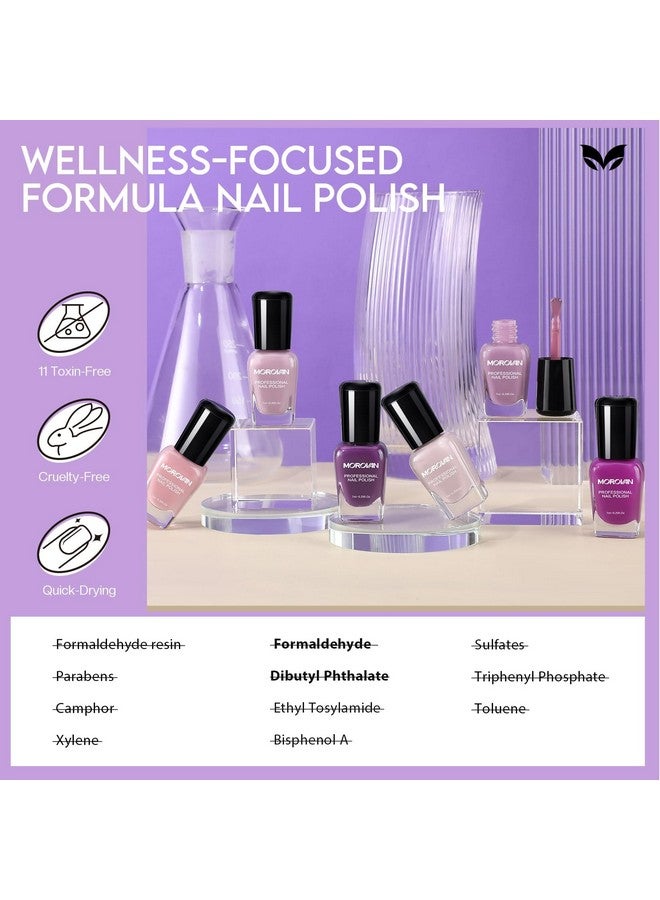 Morovan Nail Polish Set Fingernail: Lilac Light Purple Quick Dry Nail Polish Kit 0.25oz Lavender Regular Nail Polish Pack Glossy Finger Nail Polish Gifts for Women - Image 4