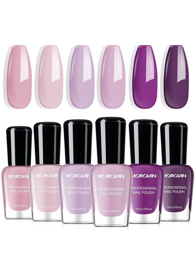 Morovan Nail Polish Set Fingernail: Lilac Light Purple Quick Dry Nail Polish Kit 0.25oz Lavender Regular Nail Polish Pack Glossy Finger Nail Polish Gifts for Women - Image 1