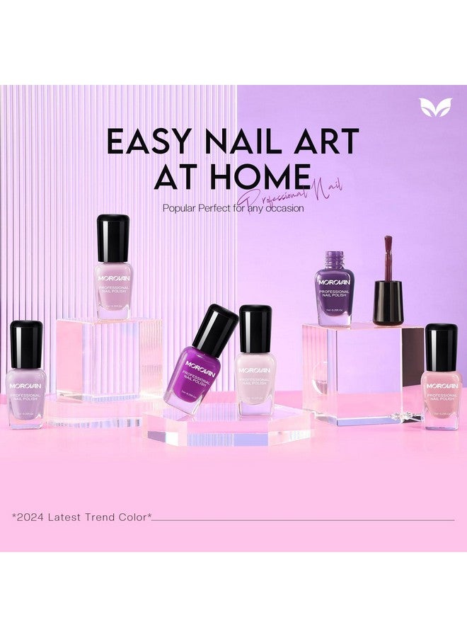 Morovan Nail Polish Set Fingernail: Lilac Light Purple Quick Dry Nail Polish Kit 0.25oz Lavender Regular Nail Polish Pack Glossy Finger Nail Polish Gifts for Women - Image 2