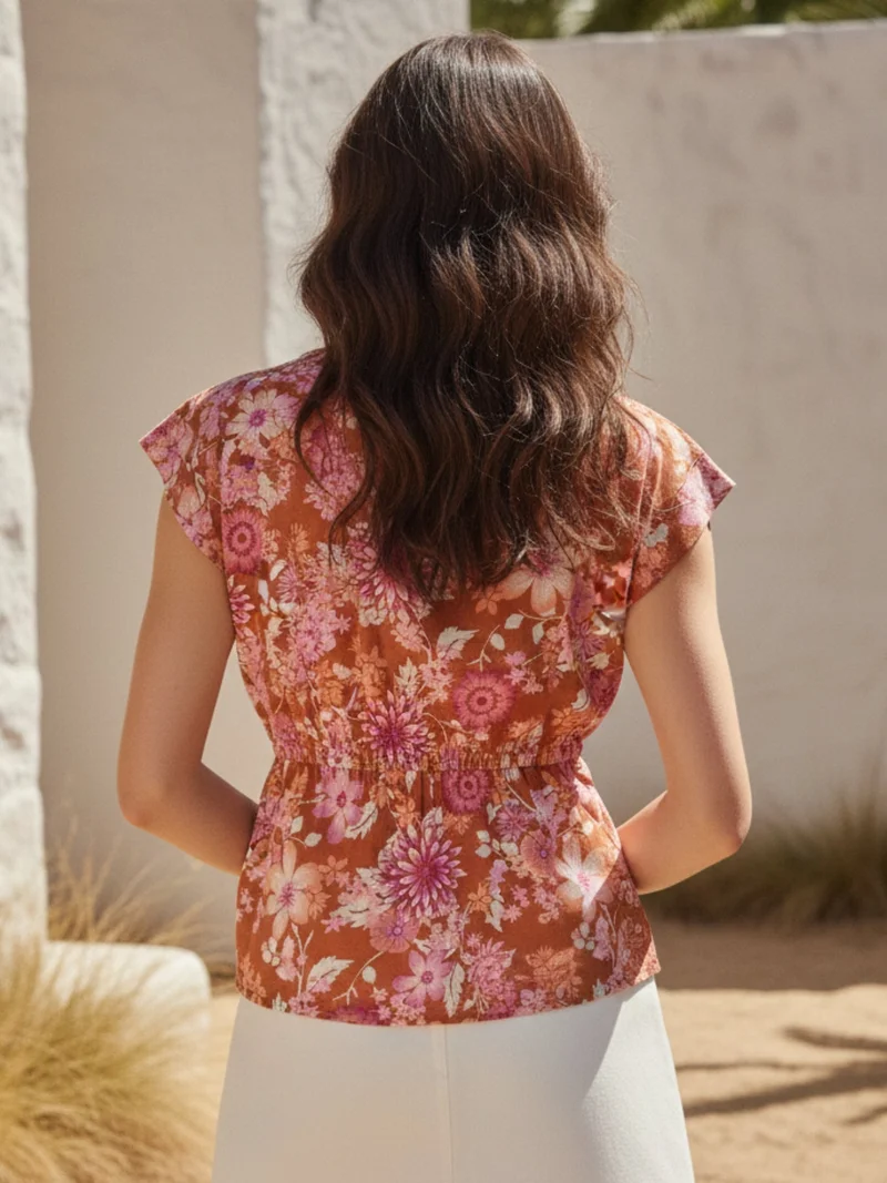 OUTZIDR Brown Crinkled Blouse