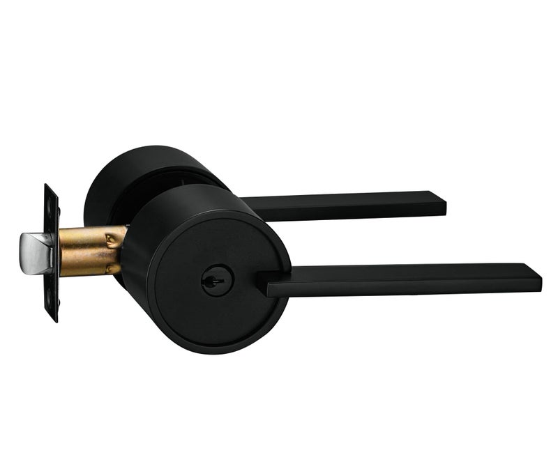 Berlin Modisch Zero Gravity Urban Series Entry Lever Door Handle Lock and Key Locking Lever Set [for Front Door or Office] Reversible Heavy Duty – Iron Black Finish - Image 1