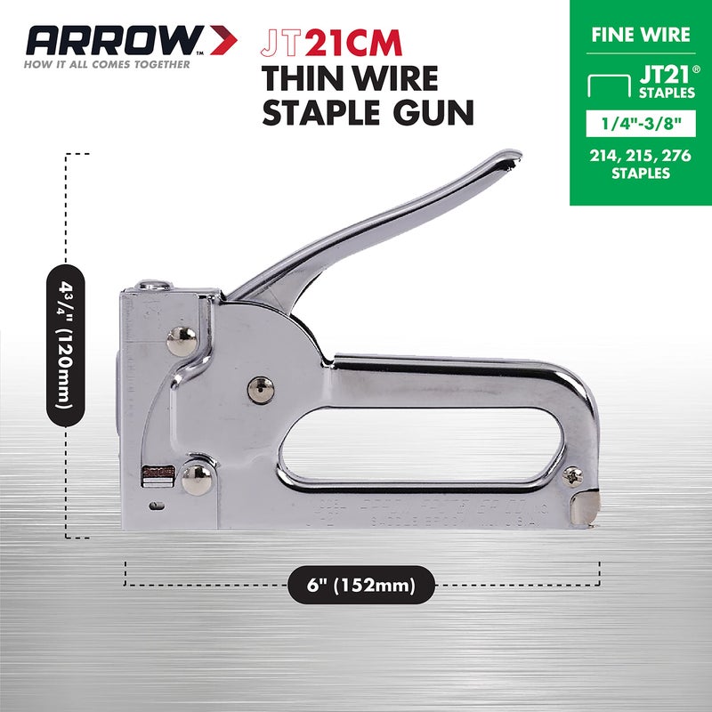 Arrow Fastener دباسة Arrow JT21CM للاستخدام الخفيف للمفروشات، الحرف، المكتب، تناسب دبابيس 1/4"، 5/16"، أو 3/8" - Image 3