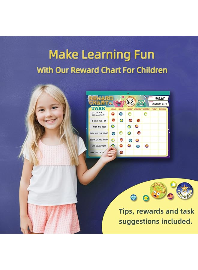 erorex Kids Behavior Reward Chart With 26 Chore Charts And 2280 Stickers Motivate Responsibility And Good Habits Family Planner Educational Routine Behavior Chart White Board Wall For Home Office - Image 3