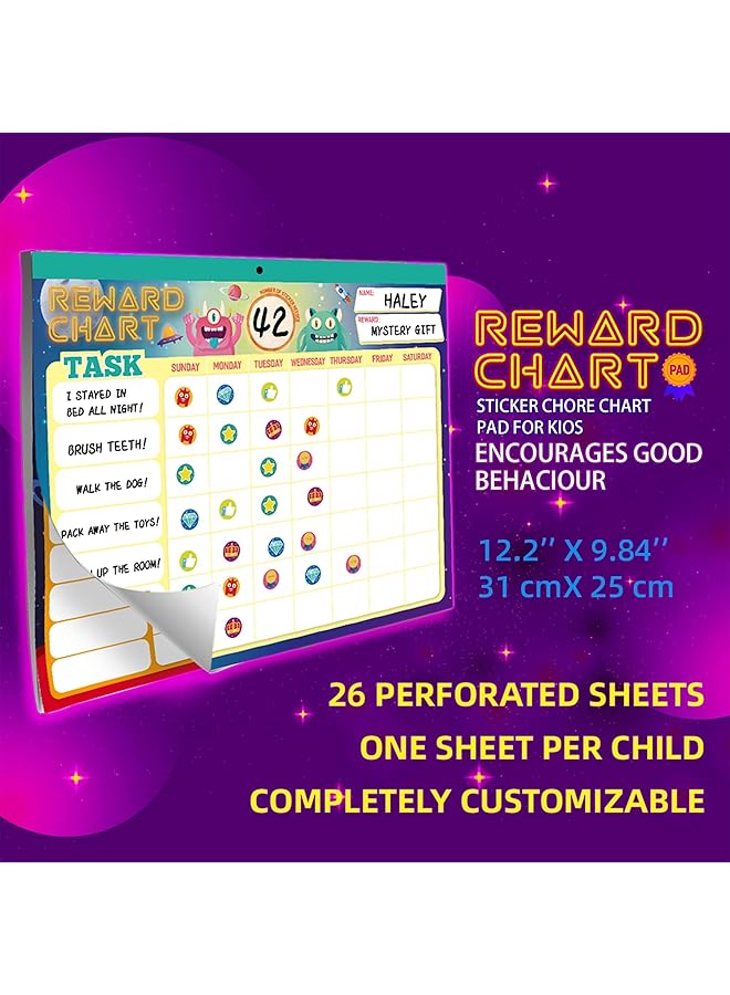 erorex Kids Behavior Reward Chart With 26 Chore Charts And 2280 Stickers Motivate Responsibility And Good Habits Family Planner Educational Routine Behavior Chart White Board Wall For Home Office - Image 4